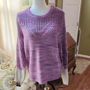 NWT Nic+Zoe Purple and Cream Knit Sweater-Size M​​​​